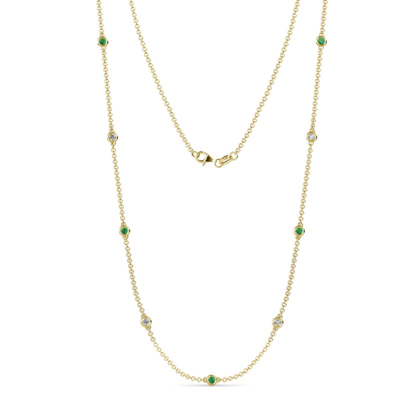 Adia (9 Stn/2.3mm) Emerald and Lab Grown Diamond on Cable Necklace 