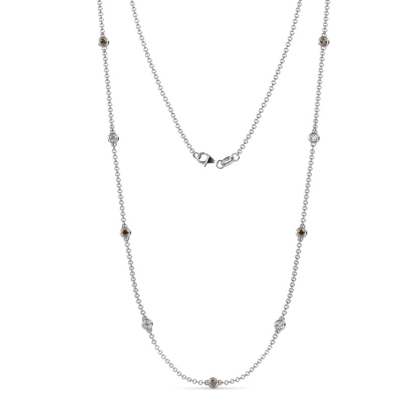 Adia (9 Stn/2.3mm) Smoky Quartz and Lab Grown Diamond on Cable Necklace 