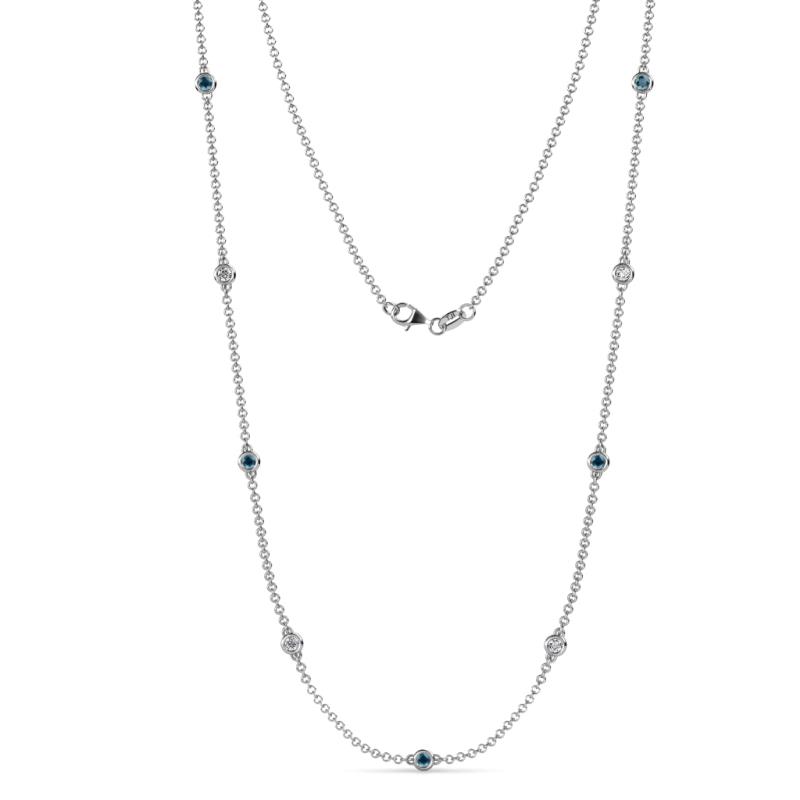 Adia (9 Stn/2.3mm) London Blue Topaz and Lab Grown Diamond on Cable Necklace 