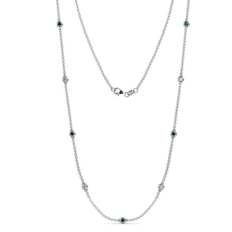 Adia (9 Stn/2.3mm) Blue Diamond and White Lab Grown Diamond on Cable Necklace 
