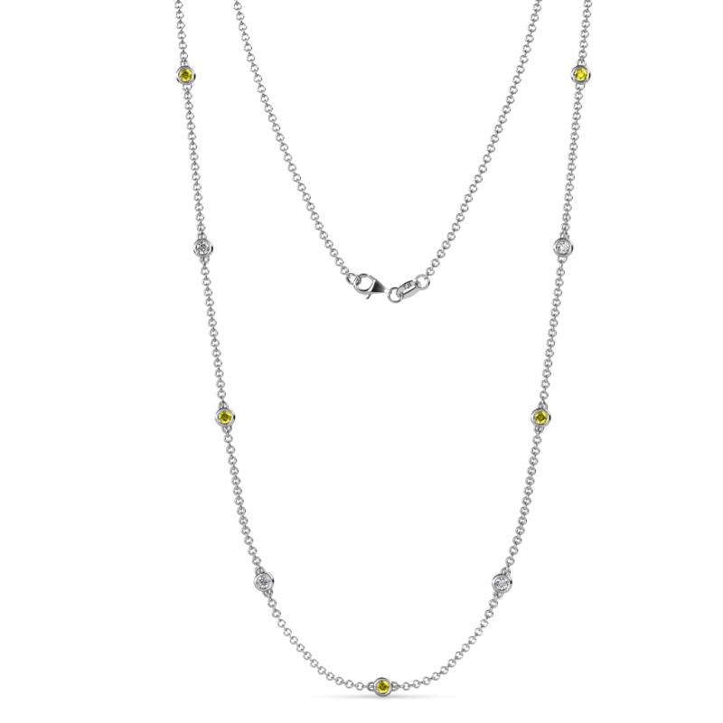 Adia (9 Stn/2.3mm) Yellow Diamond and White Lab Grown Diamond on Cable Necklace 