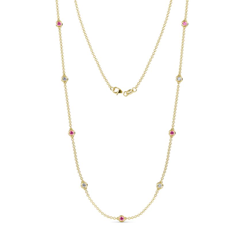 Adia (9 Stn/3.4mm) Pink Sapphire and Lab Grown Diamond on Cable Necklace 