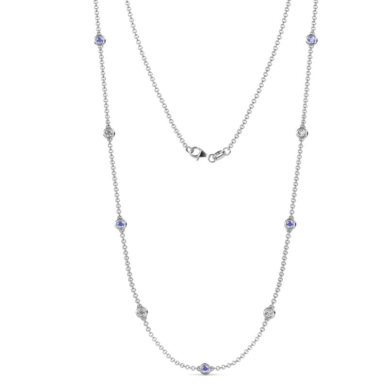 Adia (9 Stn/3.4mm) Tanzanite and Lab Grown Diamond on Cable Necklace 
