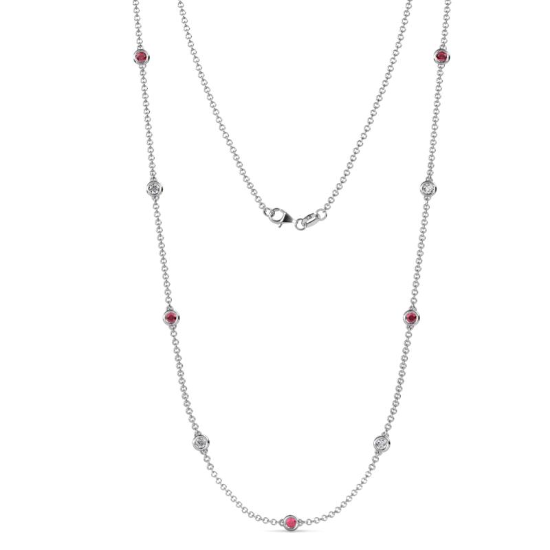 Adia (9 Stn/3.4mm) Ruby and Lab Grown Diamond on Cable Necklace 