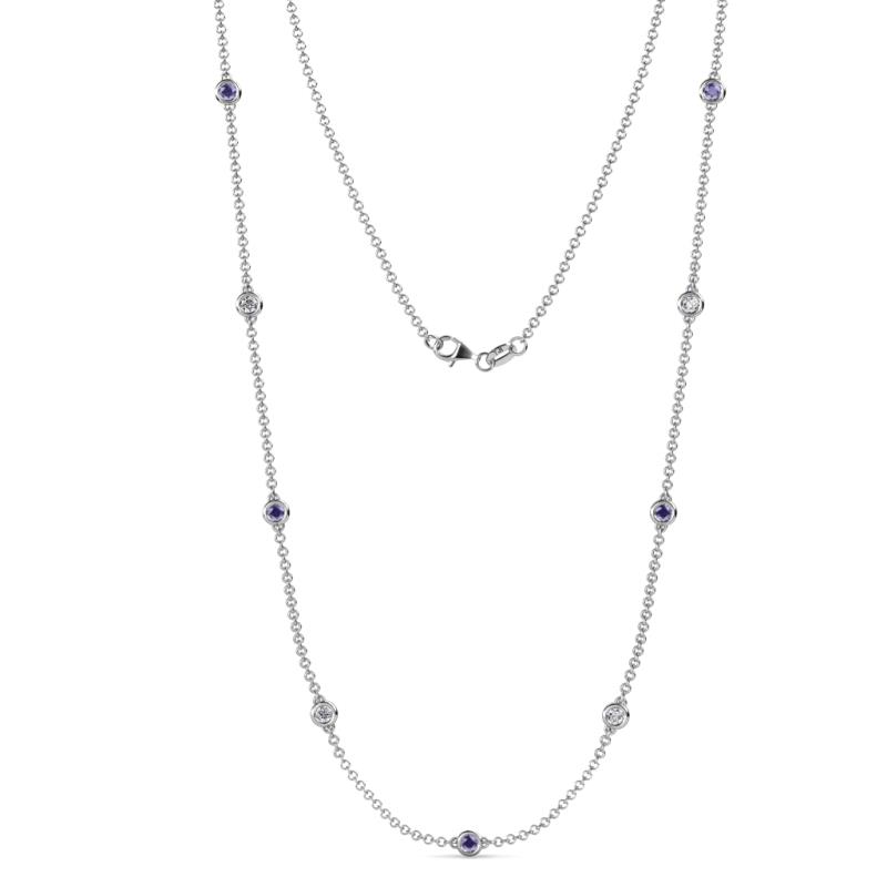Adia (9 Stn/3.4mm) Iolite and Lab Grown Diamond on Cable Necklace 