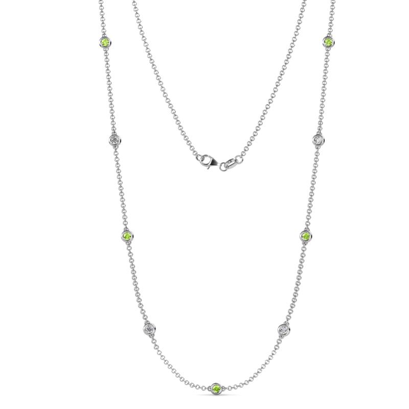 Adia (9 Stn/3.4mm) Peridot and Lab Grown Diamond on Cable Necklace 