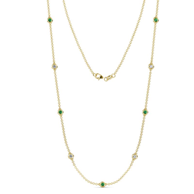 Adia (9 Stn/3.4mm) Emerald and Lab Grown Diamond on Cable Necklace 
