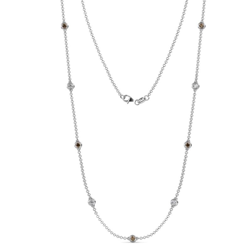 Adia (9 Stn/3.4mm) Smoky Quartz and Lab Grown Diamond on Cable Necklace 