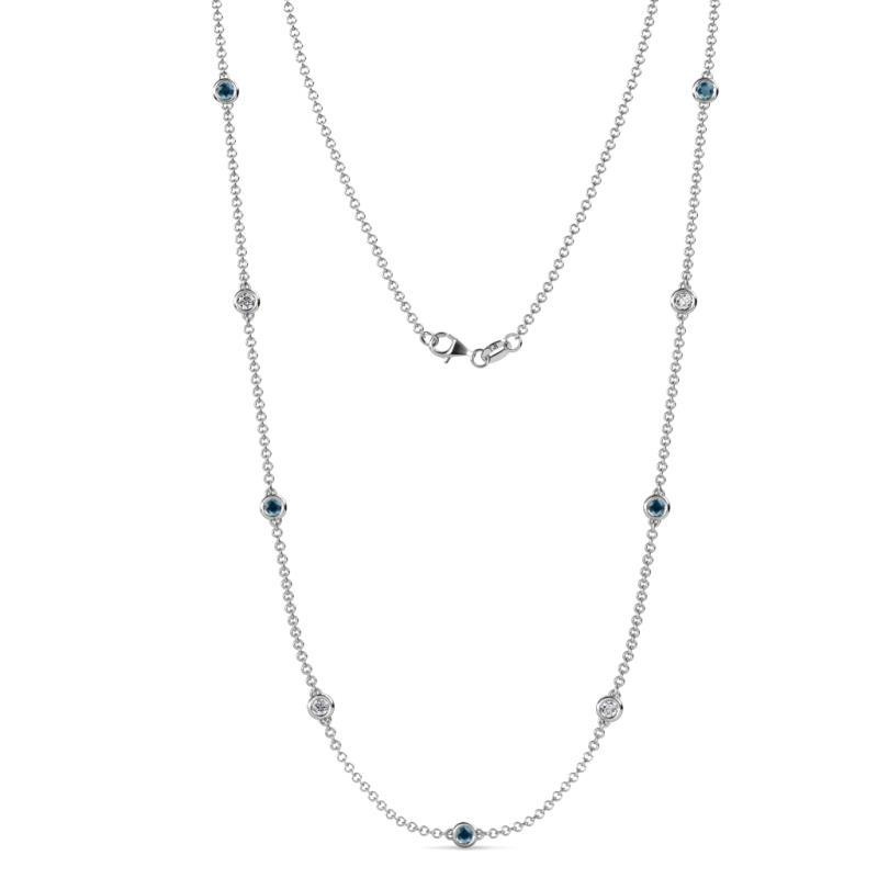 Adia (9 Stn/3.4mm) London Blue Topaz and Lab Grown Diamond on Cable Necklace 