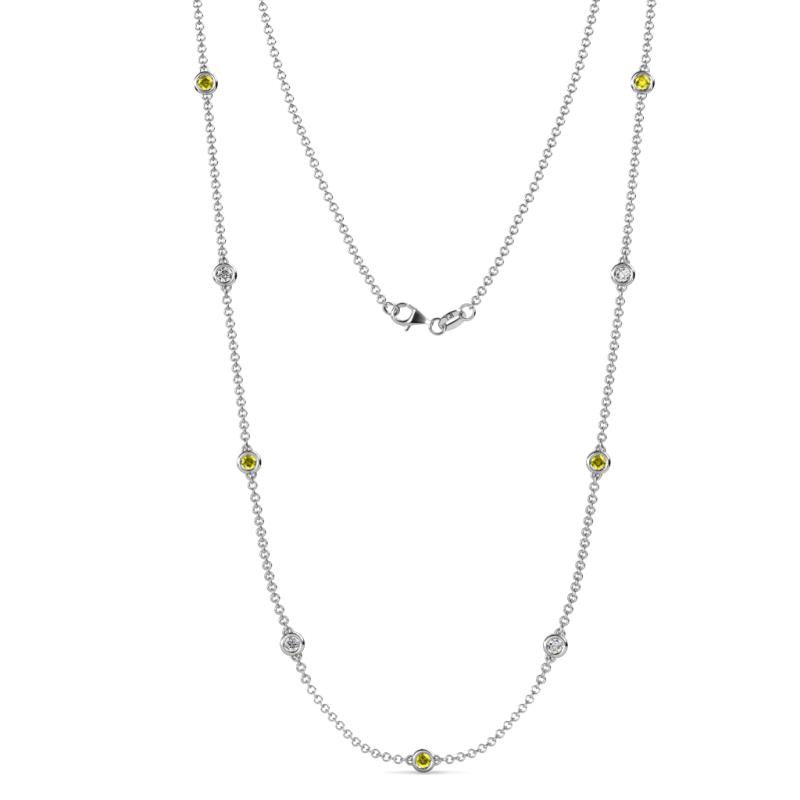 Adia (9 Stn/3.4mm) Yellow Diamond and White Lab Grown Diamond on Cable Necklace 