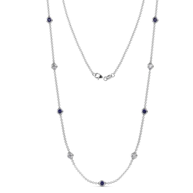 Adia (9 Stn/4mm) Blue Sapphire and Lab Grown Diamond on Cable Necklace 