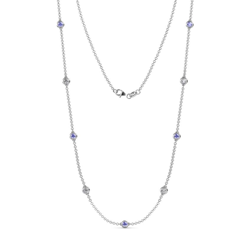Adia (9 Stn/4mm) Tanzanite and Lab Grown Diamond on Cable Necklace 