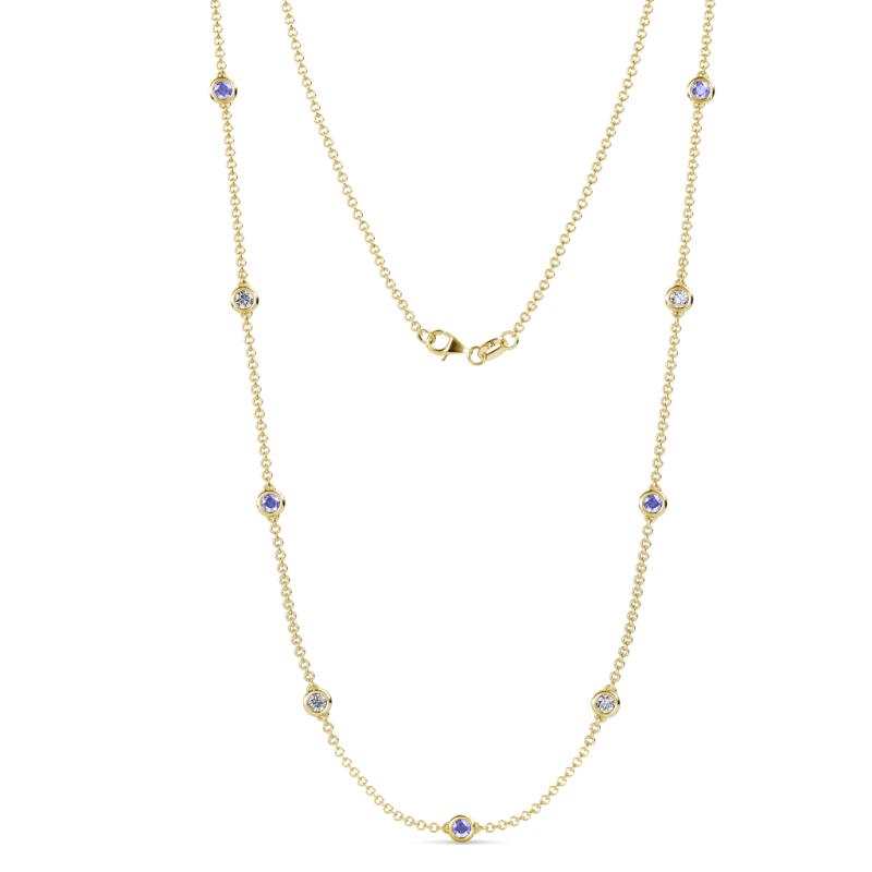 Adia (9 Stn/4mm) Tanzanite and Lab Grown Diamond on Cable Necklace 