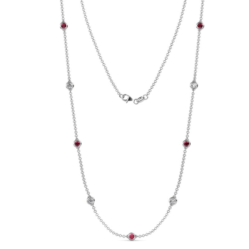 Adia (9 Stn/4mm) Ruby and Lab Grown Diamond on Cable Necklace 
