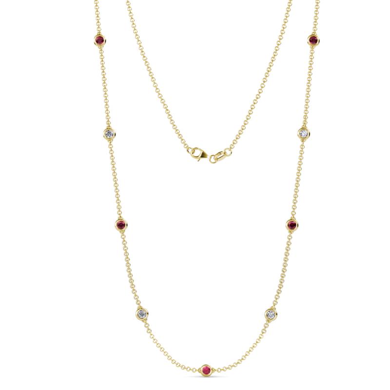 Adia (9 Stn/4mm) Ruby and Lab Grown Diamond on Cable Necklace 