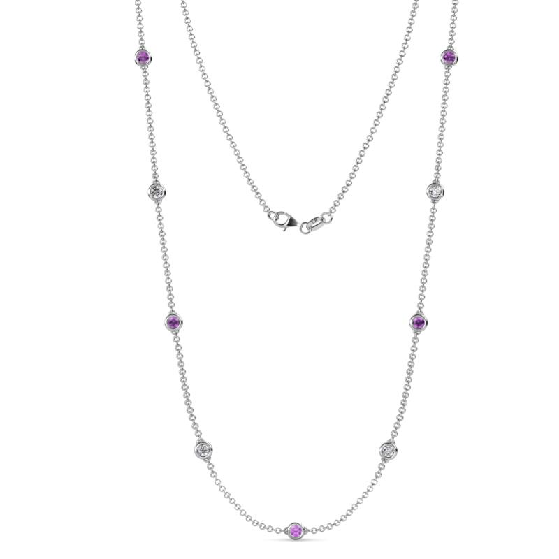 Adia (9 Stn/4mm) Amethyst and Lab Grown Diamond on Cable Necklace 