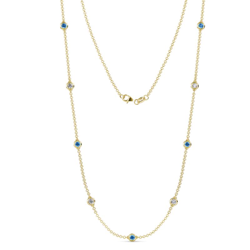 Adia (9 Stn/4mm) Blue Topaz and Lab Grown Diamond on Cable Necklace 