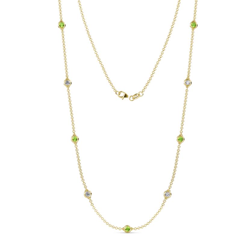 Adia (9 Stn/4mm) Peridot and Lab Grown Diamond on Cable Necklace 