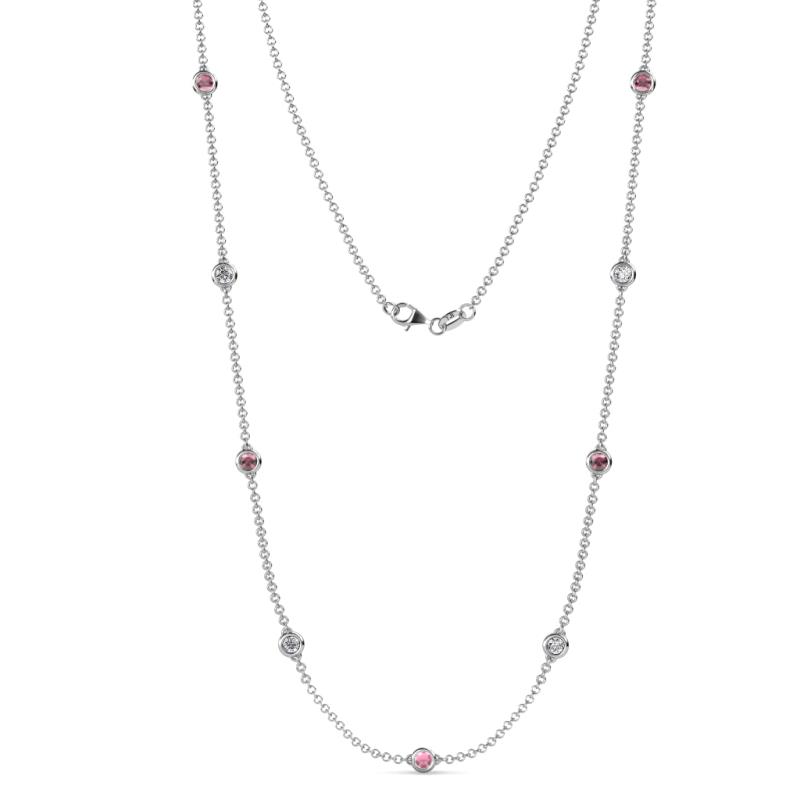 Adia (9 Stn/4mm) Rhodolite Garnet and Lab Grown Diamond on Cable Necklace 