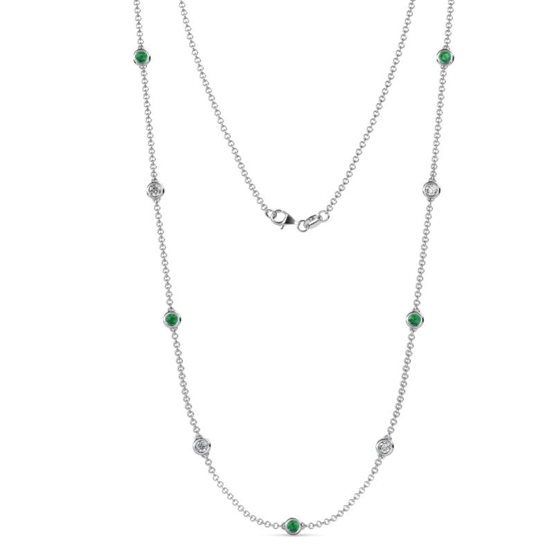 Adia (9 Stn/4mm) Emerald and Lab Grown Diamond on Cable Necklace 