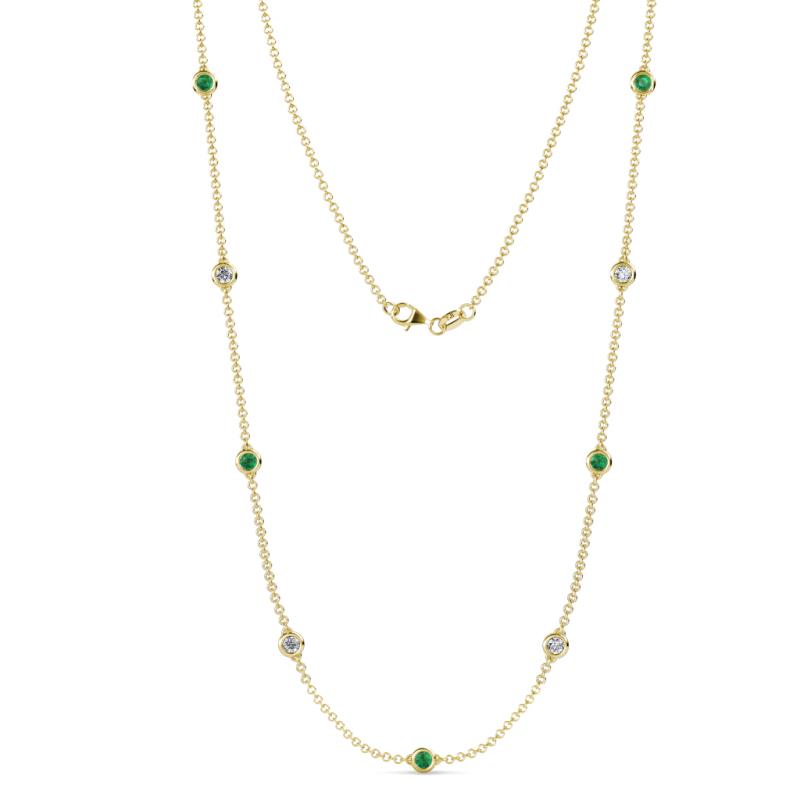 Adia (9 Stn/4mm) Emerald and Lab Grown Diamond on Cable Necklace 