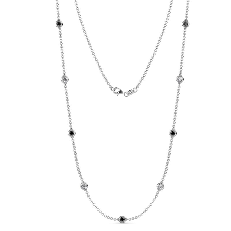 Adia (9 Stn/4mm) Black Diamond and White Lab Grown Diamond on Cable Necklace 