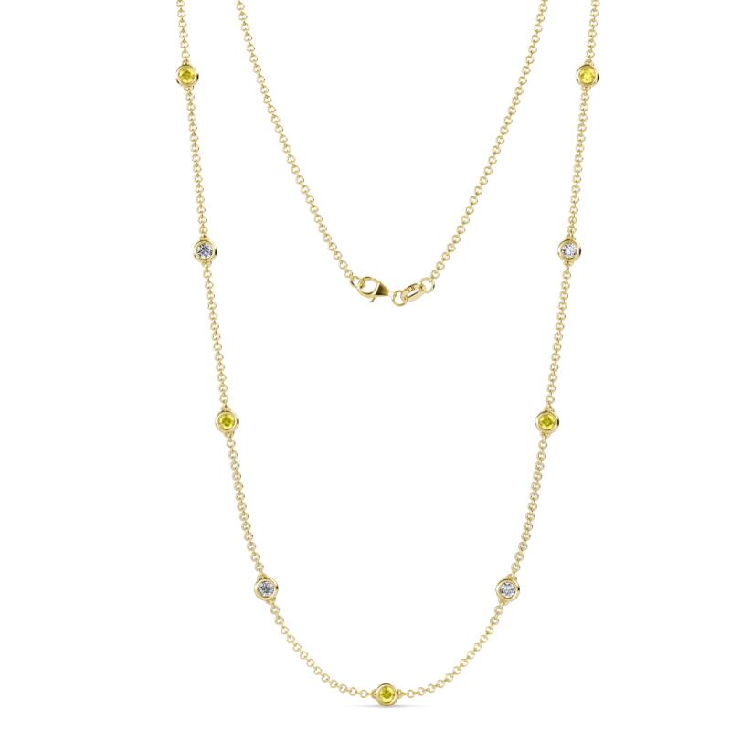 Adia (9 Stn/4mm) Yellow Sapphire and Lab Grown Diamond on Cable Necklace 