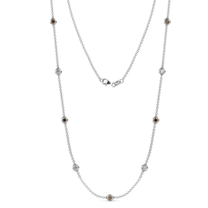 Adia (9 Stn/4mm) Smoky Quartz and Lab Grown Diamond on Cable Necklace 
