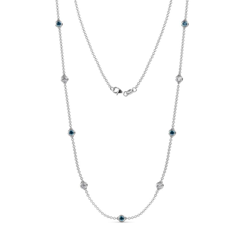 Adia (9 Stn/4mm) London Blue Topaz and Lab Grown Diamond on Cable Necklace 