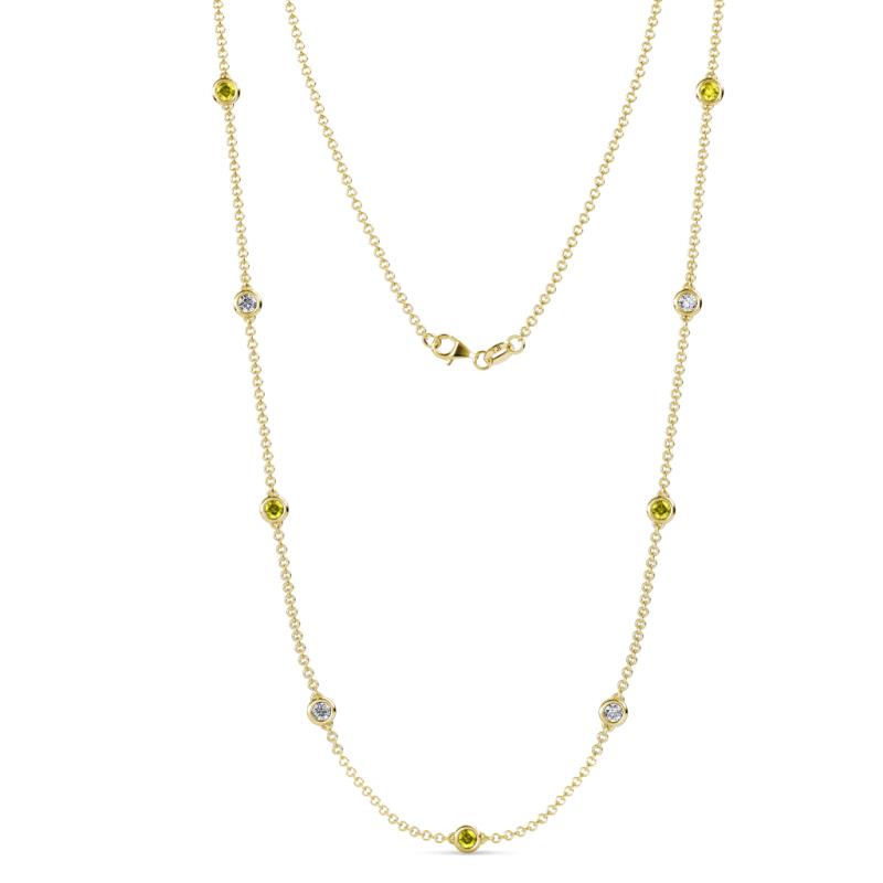 Adia (9 Stn/4mm) Yellow Diamond and White Lab Grown Diamond on Cable Necklace 