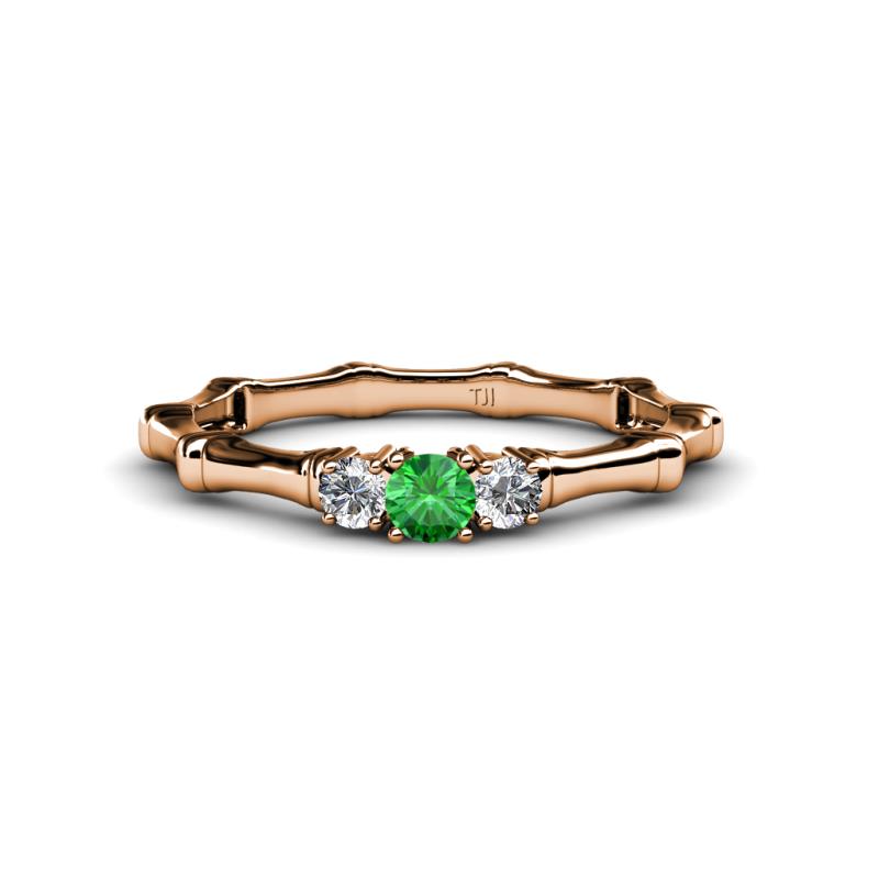 Twyla Lab Grown Diamond and Green Garnet Three Stone Ring 