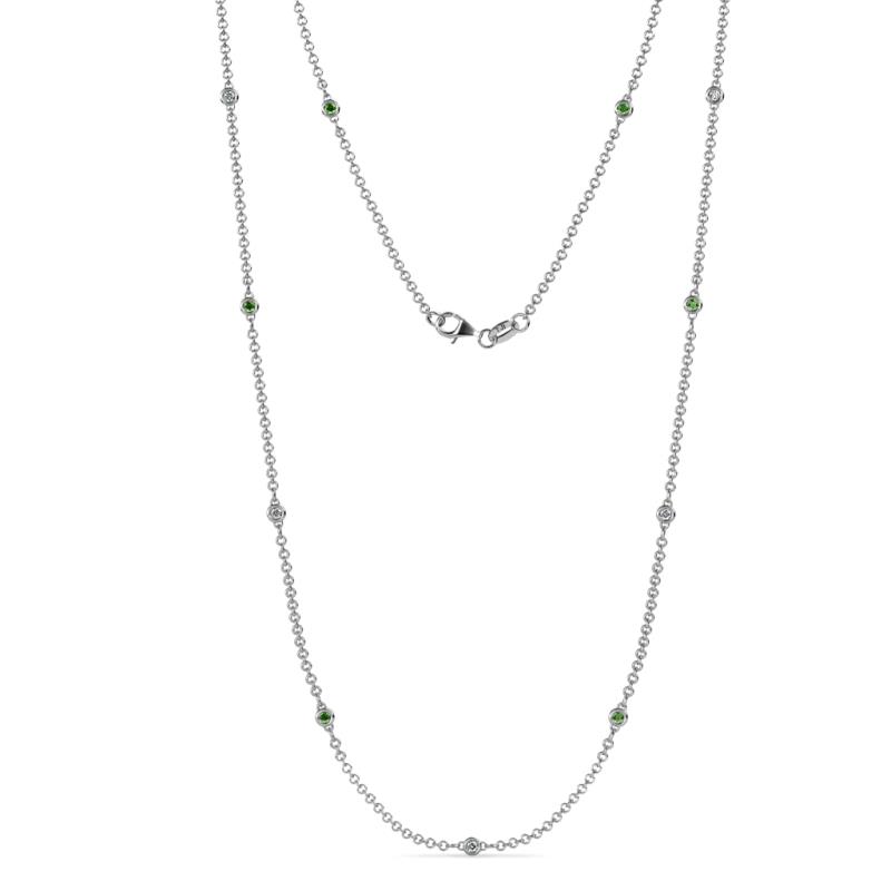 Asta (11 Stn/2mm) Petite Green Garnet and Lab Grown Diamond on Cable Necklace 