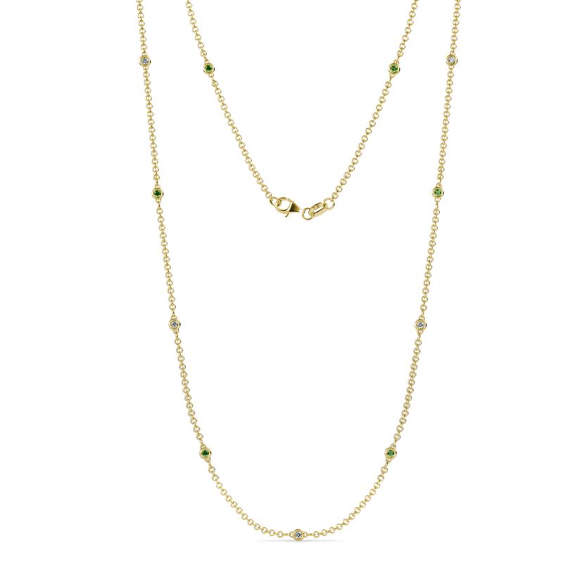 Asta (11 Stn/2mm) Petite Green Garnet and Lab Grown Diamond on Cable Necklace 