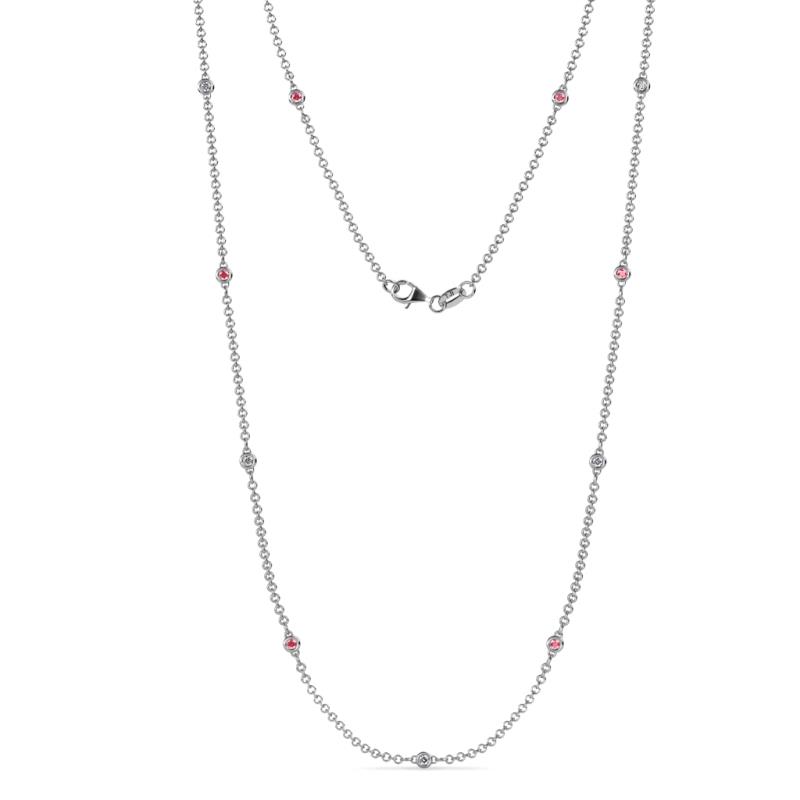 Asta (11 Stn/2mm) Petite Pink Tourmaline and Lab Grown Diamond on Cable Necklace 