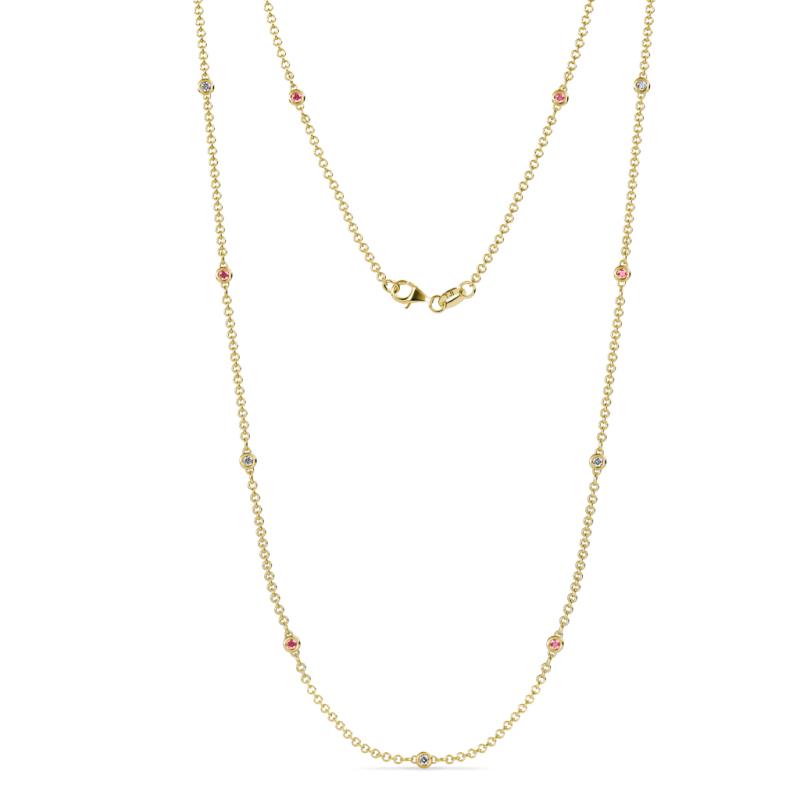 Asta (11 Stn/2mm) Petite Pink Tourmaline and Lab Grown Diamond on Cable Necklace 
