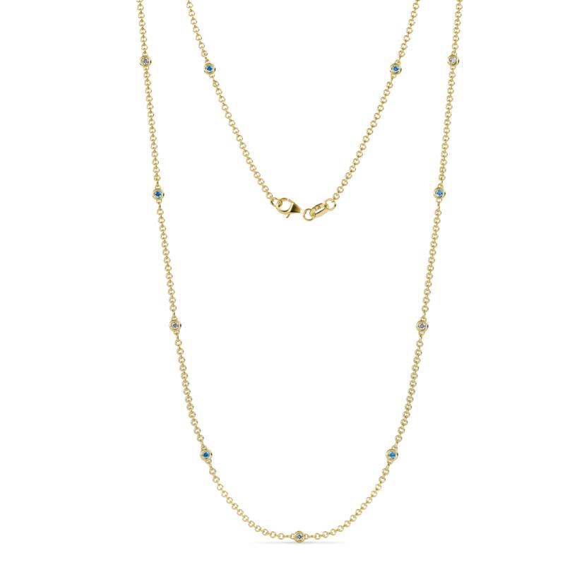 Asta (11 Stn/2mm) Petite Blue Topaz and Lab Grown Diamond on Cable Necklace 