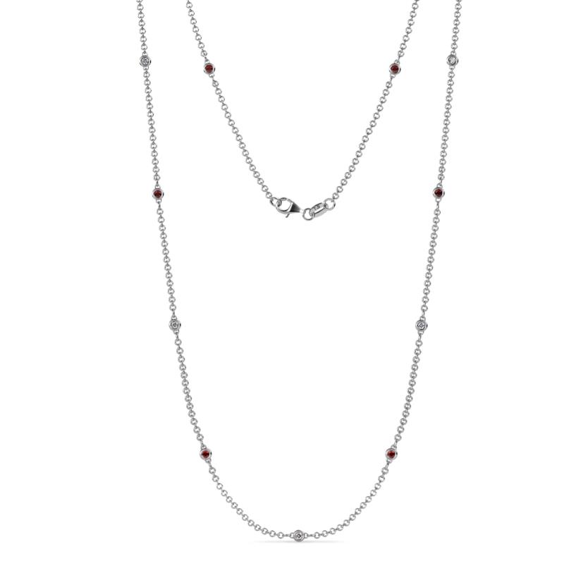 Asta (11 Stn/2mm) Petite Red Garnet and Lab Grown Diamond on Cable Necklace 