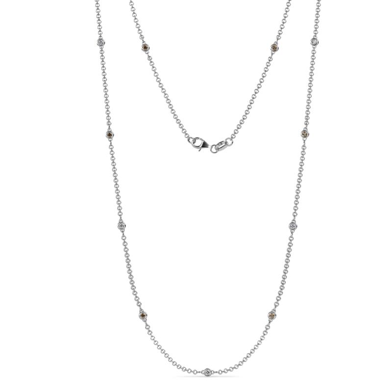Asta (11 Stn/2mm) Petite Smoky Quartz and Lab Grown Diamond on Cable Necklace 