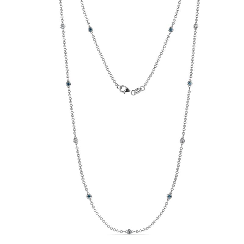 Asta (11 Stn/2mm) Petite London Blue Topaz and Lab Grown Diamond on Cable Necklace 