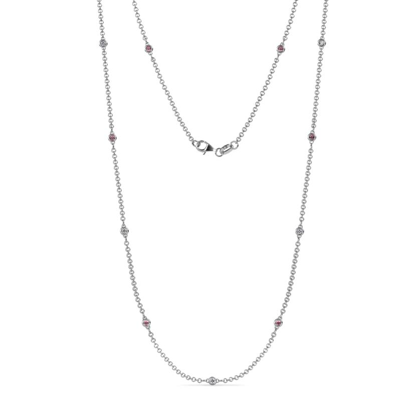 Asta (11 Stn/2mm) Petite Rhodolite Garnet and Lab Grown Diamond on Cable Necklace 