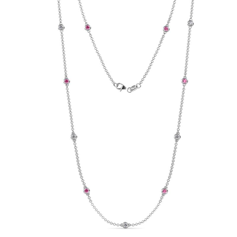 Asta (11 Stn/2.7mm) Pink Sapphire and Lab Grown Diamond on Cable Necklace 