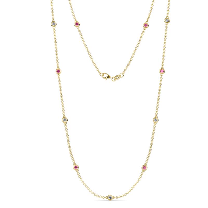 Asta (11 Stn/2.7mm) Pink Sapphire and Lab Grown Diamond on Cable Necklace 
