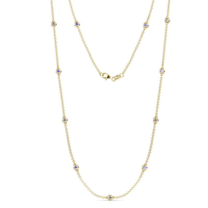 Asta (11 Stn/2.7mm) Tanzanite and Lab Grown Diamond on Cable Necklace 