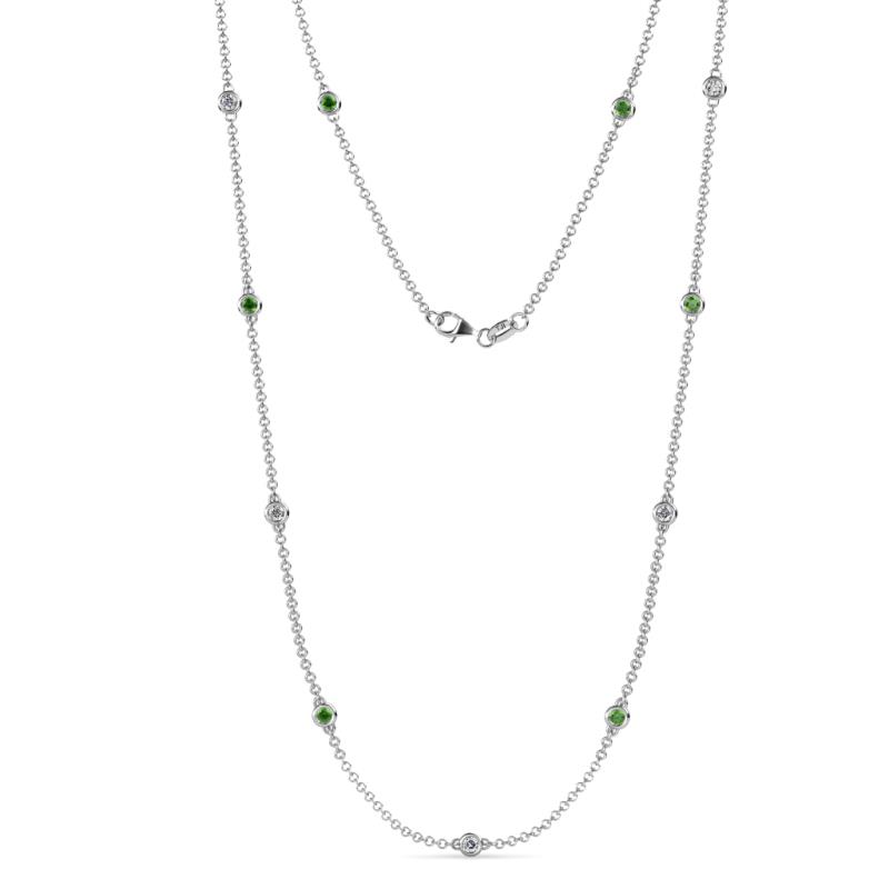Asta (11 Stn/2.7mm) Green Garnet and Lab Grown Diamond on Cable Necklace 