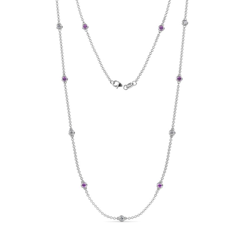 Asta (11 Stn/2.7mm) Amethyst and Lab Grown Diamond on Cable Necklace 