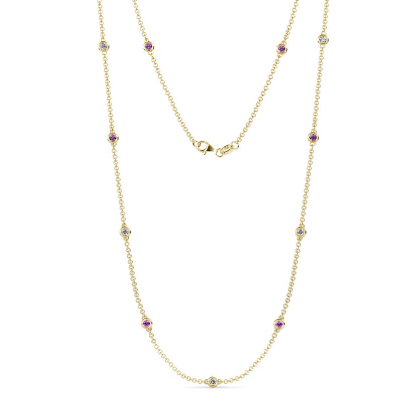 Asta (11 Stn/2.7mm) Amethyst and Lab Grown Diamond on Cable Necklace 