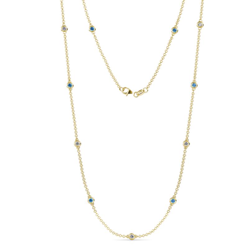 Asta (11 Stn/2.7mm) Blue Topaz and Lab Grown Diamond on Cable Necklace 