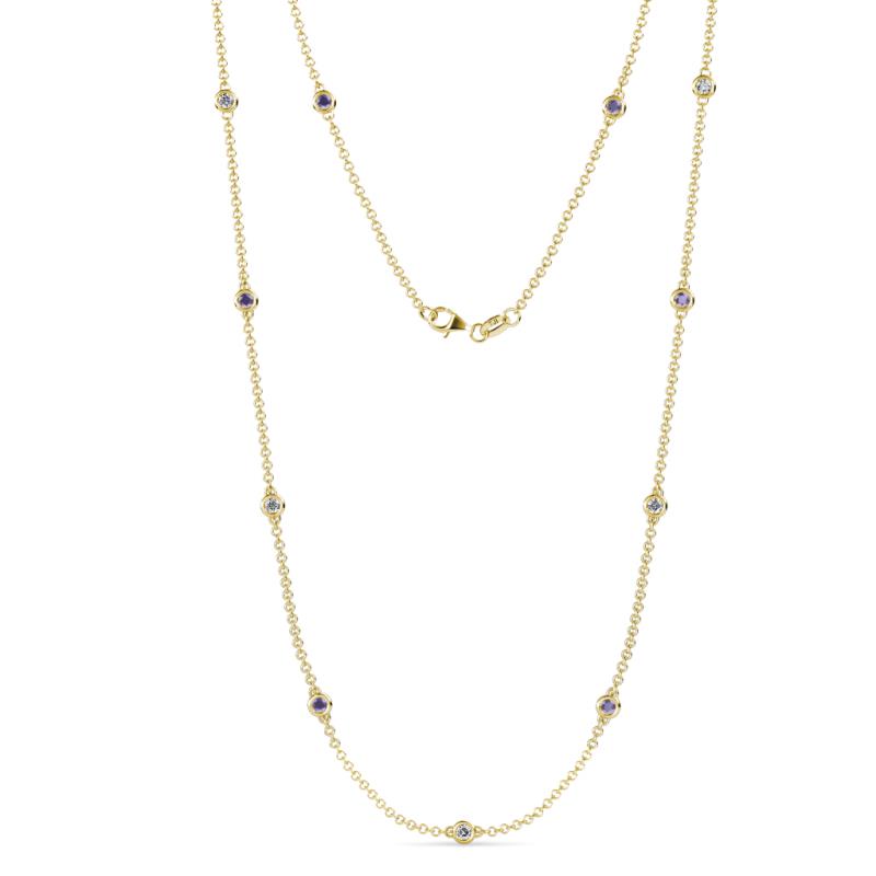 Asta (11 Stn/2.7mm) Iolite and Lab Grown Diamond on Cable Necklace 