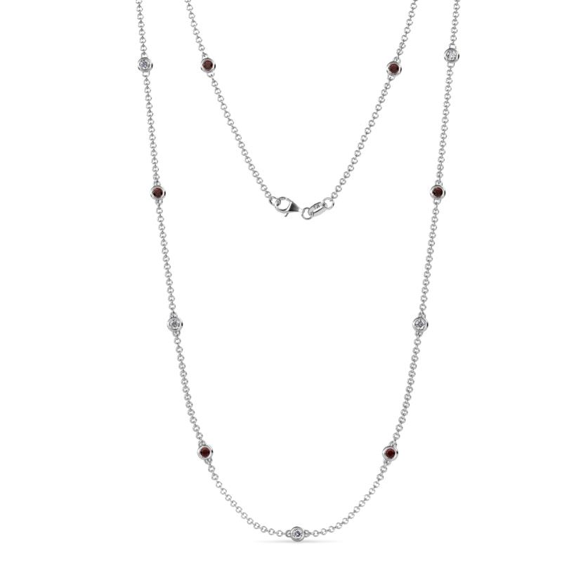 Asta (11 Stn/2.7mm) Red Garnet and Lab Grown Diamond on Cable Necklace 