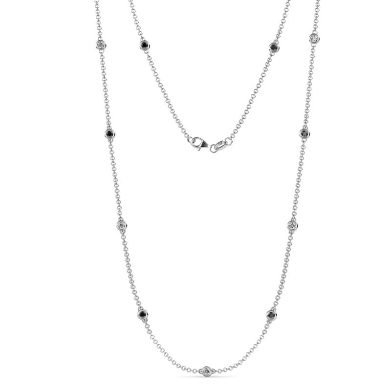 Asta (11 Stn/2.7mm) Black Diamond and White Lab Grown Diamond on Cable Necklace 